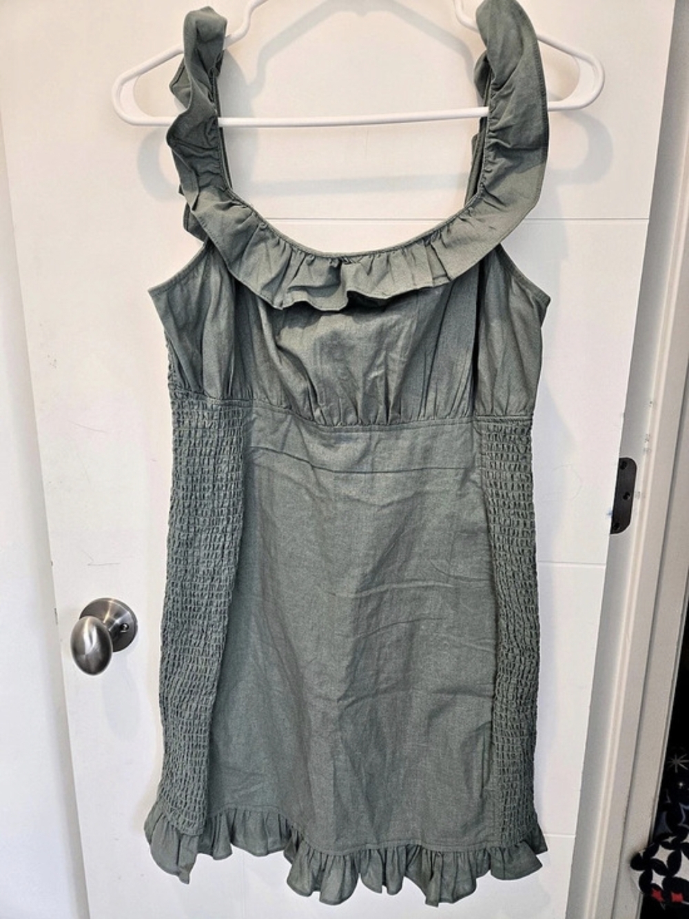 ASOS Ruffle Mini Dress in Green US 10 NWT